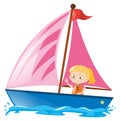 Girl in pink sailboat Royalty Free Stock Photo