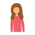 Girl in a pink sweater with long hair