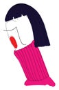 Girl in pink sweater, vector or color illustration