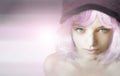 Girl with pink wig Royalty Free Stock Photo