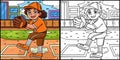 Girl Pitching Baseball Coloring Page Illustration