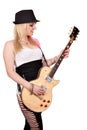 Girl play electric guitar Royalty Free Stock Photo