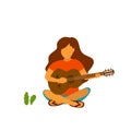 Girl Playing Acoustic Guitar Outside