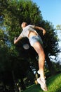 Girl playing badminton Royalty Free Stock Photo