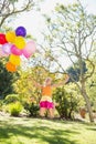 Girl playing with balloons in the park Royalty Free Stock Photo