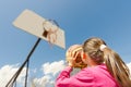 Girl playing basketball