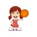 Girl playing basketball cartoon vector illustration Royalty Free Stock Photo