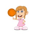 Girl playing basketball cartoon vector illustration Royalty Free Stock Photo