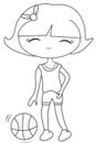 Girl playing basketball coloring page