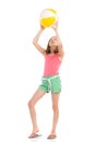 Girl playing beach ball Royalty Free Stock Photo