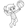 Girl Playing Beach Volley Ball BW Royalty Free Stock Photo