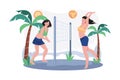 Girl Playing Beach Volleyball Illustration concept on white background Royalty Free Stock Photo