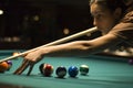 Girl playing billiard