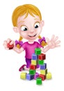 Girl Playing With Building Blocks Royalty Free Stock Photo