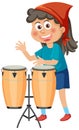 A girl playing congas