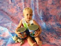 Girl playing drums Royalty Free Stock Photo