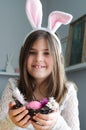 Girl Playing Easter Bunny Royalty Free Stock Photo