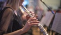 Girl playing the flute Royalty Free Stock Photo