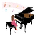 Girl playing grand piano