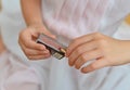 Girl playing with matches. Royalty Free Stock Photo