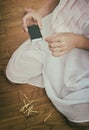 Girl playing with matches. Royalty Free Stock Photo