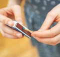 Girl playing with matches. Royalty Free Stock Photo