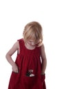 Girl playing with pet mouse Royalty Free Stock Photo