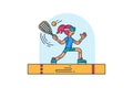 Girl Playing Racquetball Flat Stroked Illustration Royalty Free Stock Photo