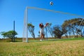 Girl playing soccer