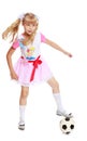 Girl playing with soccer ball Royalty Free Stock Photo