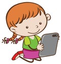 A Girl Playing Tablet Game