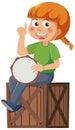 A girl playing tambourine Royalty Free Stock Photo