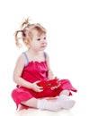 Girl playing tambourine Royalty Free Stock Photo