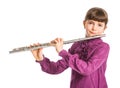 Girl playing transverse flute