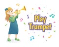 Girl playing trumpet Royalty Free Stock Photo