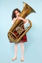 Girl playing Tuba Royalty Free Stock Photo