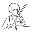 Girl playing violin vector illustration sketch doodle hand drawn Royalty Free Stock Photo