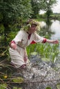 Girl playing into water Royalty Free Stock Photo