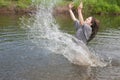 Girl playing in water