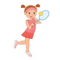 A girl plays tennis Vector illustration in flat stile. Royalty Free Stock Photo