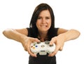 Girl plays video game Royalty Free Stock Photo