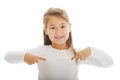 Girl pointing herself Royalty Free Stock Photo