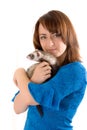 Girl with a polecat Royalty Free Stock Photo