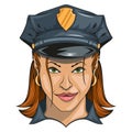 Girl is a police officer. Vector illustration of a beautiful young woman police-officer in uniform. Female cop Royalty Free Stock Photo