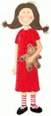 Girl in the polka dots dress with teddy bear