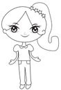 Girl in a ponytail with stars coloring page