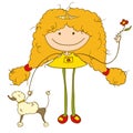 Girl and a poodle dog Royalty Free Stock Photo