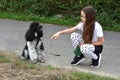 Girl and poodle dog Royalty Free Stock Photo