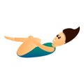 Girl pool jump icon, cartoon style Royalty Free Stock Photo