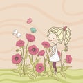 Girl in poppy field